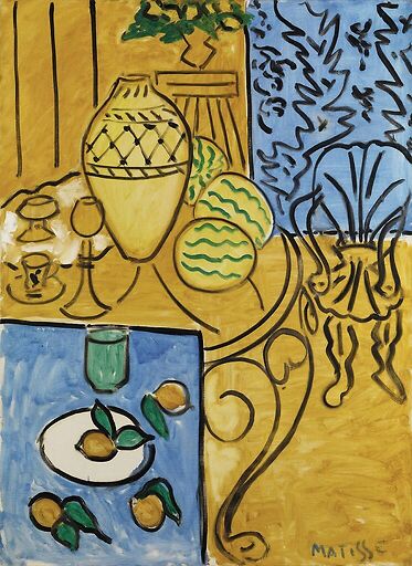 Intérieur jaune et bleu