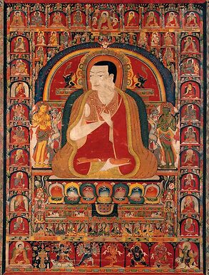 Portrait de Onpo Lama Rinpoche (1251-1296) et les Arhats