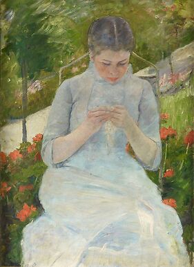 Jeune fille au jardin, dit aussi Femme cousant dans un jardin