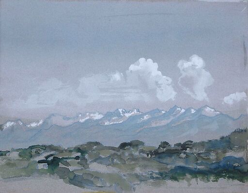 Snow-covered mountain landscape in the morning