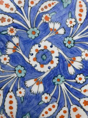 Hollow dish with blue background