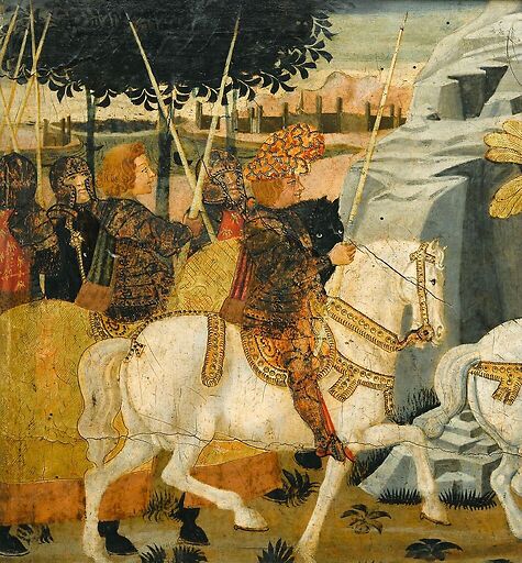 Panneau de cassone : combat de cavalerie sous les murs de Troie I/II