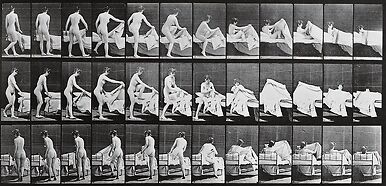 Animal Locomotion: Nude woman getting into bed