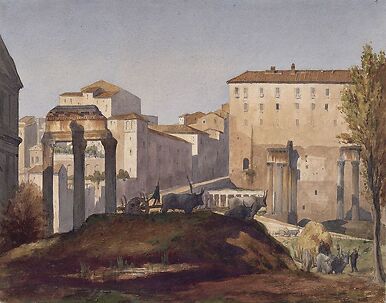 Album d'Italie, antiquités de Rome. Forum et Palatin. Vue du Forum du côté du Tabularium