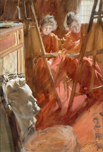Les Demoiselles Schwartz dessinant