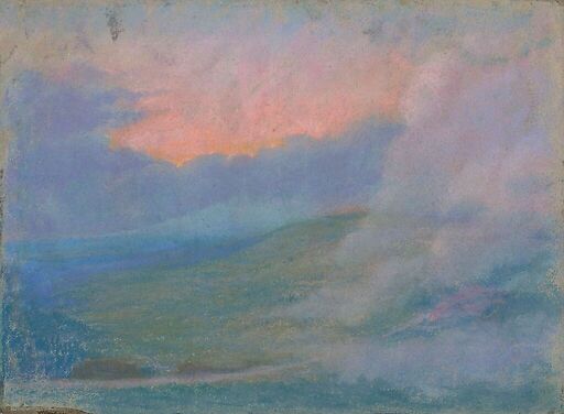 Paysage de montagne au soleil couchant avec effets de nuages