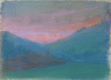 Mountain landscape at sunset