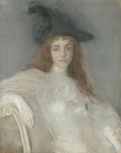 Portrait de jeune fille au chapeau noir