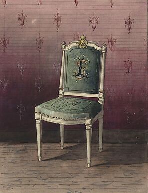 Projet de chaise recouverte d'une tapisserie