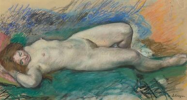 Naked woman lying down