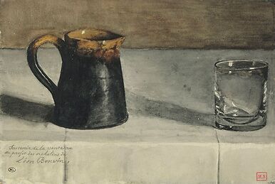 Still life: jug and glass on a table