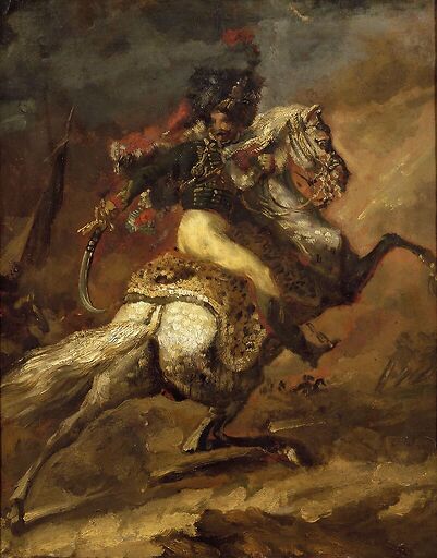 Hunter's officer on horseback loading, sketch