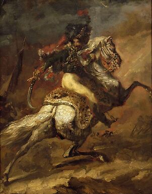 Officier de chasseur à cheval chargeant, esquisse