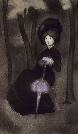 Young woman with a purple umbrella