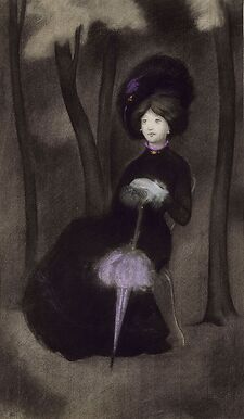 Jeune femme à l'ombrelle mauve