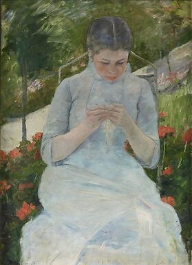 Jeune fille au jardin, dit aussi Femme cousant dans un jardin