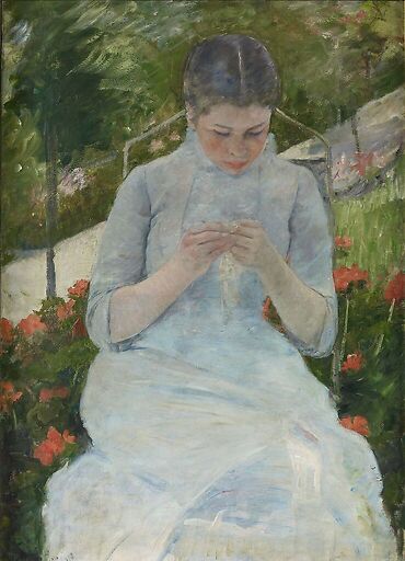 Jeune fille au jardin, dit aussi Femme cousant dans un jardin