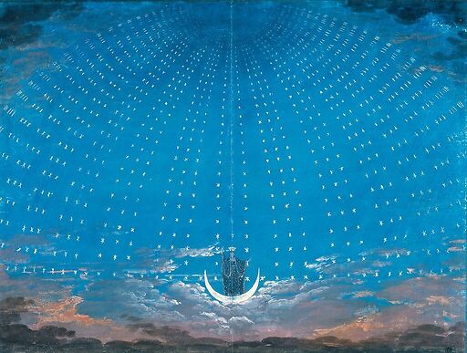 Projet de décor de scène : La Flûte enchantée (1er acte), la voûte etoilée de la reine de la nuit