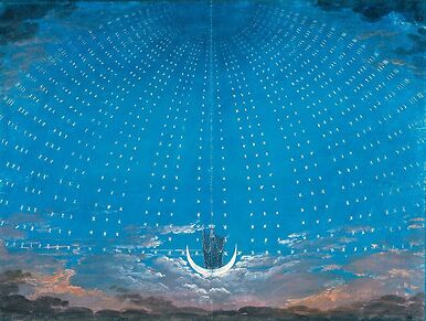 Projet de décor de scène : La Flûte enchantée (1er acte), la voûte etoilée de la reine de la nuit