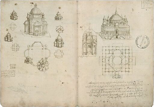 Plans et élavations d'églises à coupoles