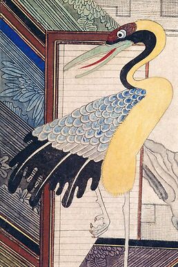 Paravent aux livres (Chaek'kori) (détail), le héron