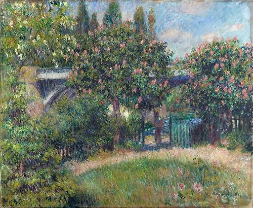 Pont du chemin de fer à Chatou ou Les Marronniers roses