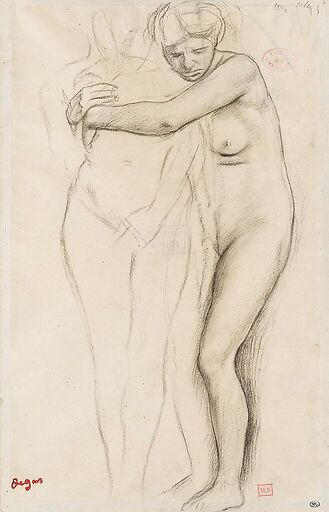 Femme nue, enlaçant une figure à sa droite, étude pour Scène de guerre au Moyen Âge, dit à tort Les Malheurs de la ville d'Orléans