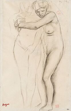 Femme nue, enlaçant une figure à sa droite, étude pour Scène de guerre au Moyen Âge, dit à tort Les Malheurs de la ville d'Orléans