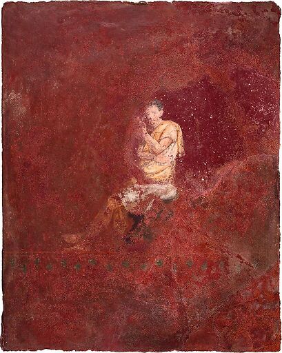 Fragment de fresque : figure assise, dite « philosophe méditant »