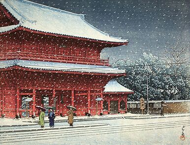Neige sur le temple Zojoji, 1883-1957