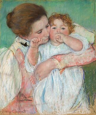 Mère et enfant sur fond vert (détail)