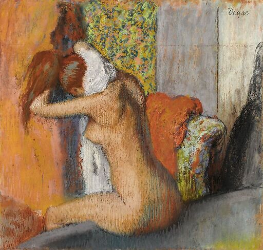 Après le bain, femme nue s’essuyant la nuque (détail)