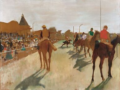 Chevaux de course, devant les tribunes [dit aussi Le Défilé] (détail)