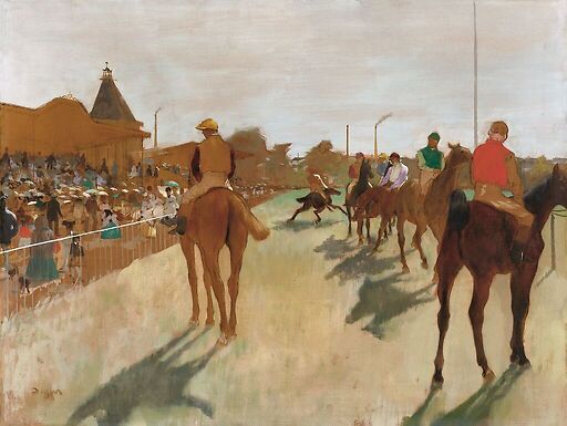 Chevaux de course, devant les tribunes [dit aussi Le Défilé] (détail)