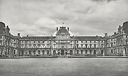 The Louvre revisited by JR, June 20, 2016 © Pyramide, architect I.M. Pei, Louvre Museum, Paris, France (Black and white)