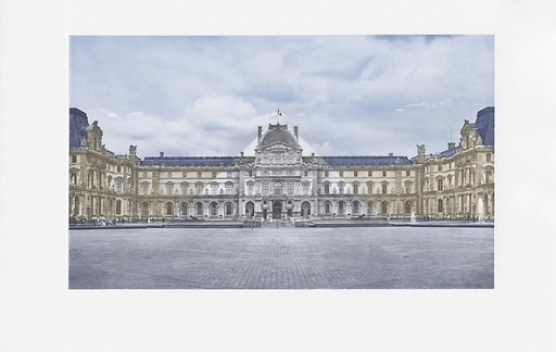 Estampe Le Louvre revu par JR, 20 juin 2016 © Pyramide, architecte I.M. Pei, musée du Louvre, Paris, France (En couleur)