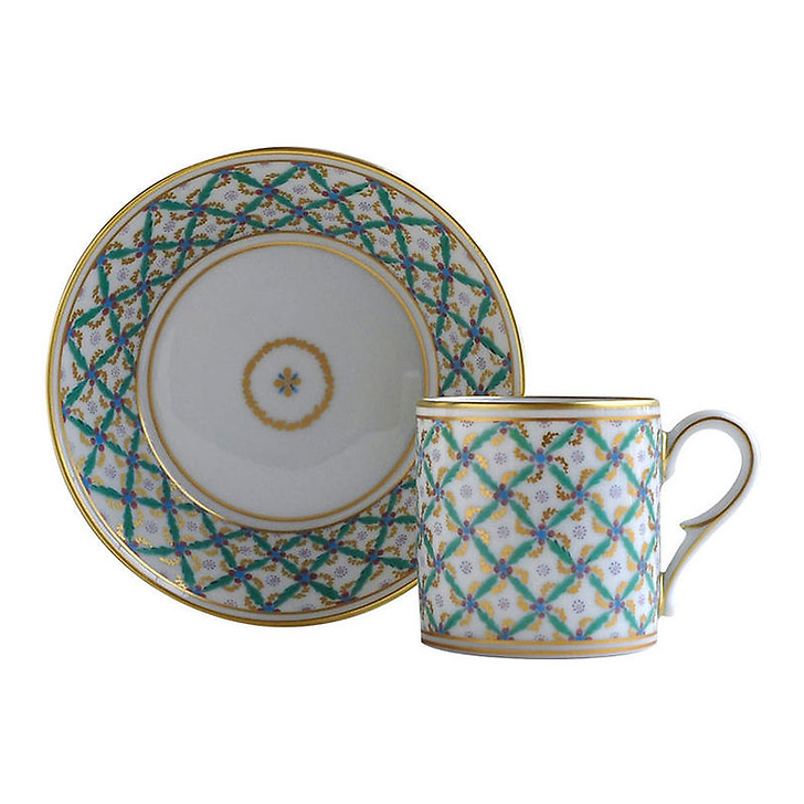 Litron cup & saucer "Green Quadrille"
