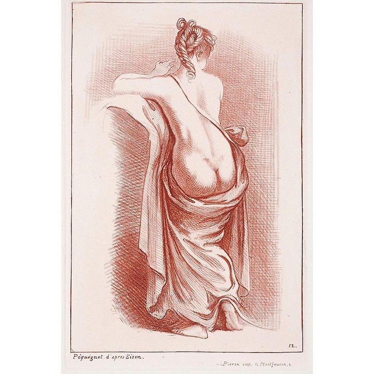 Femme à demi nue de dos - Auguste Péquégnot