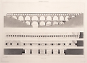 Pont du Gard : façade occidentale et plans des trois rangs d'arcades