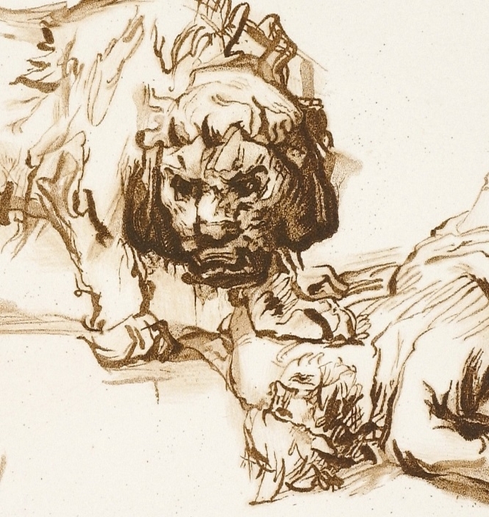 Lion s'approchant d'un cadavre - Rembrandt