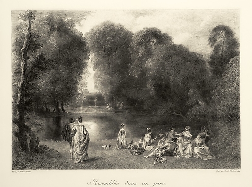 L'assemblée dans un parc - Jean-Antoine Watteau