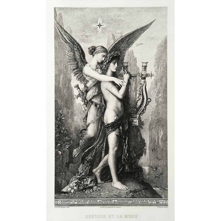 Estampe Hésiode et la muse - Gustave Moreau