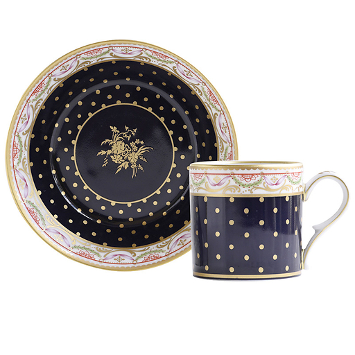 Tasse et soucoupe litron "BOUQUET DE LA REINE"