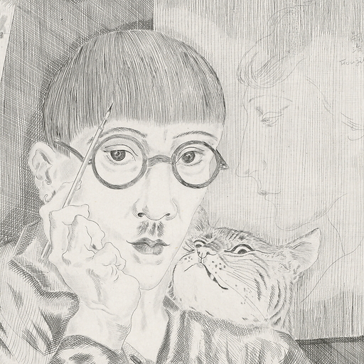 Self-portrait of the artist with a cat - Foujita