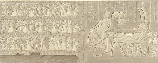 Bas-relief sculpté, péristyle du palais, Medinet-Abou