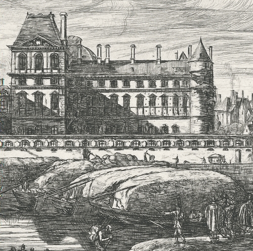 View of the old Louvre, on the Seine side