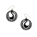 Boucles d'oreilles Tsuba héron (Corne noire)