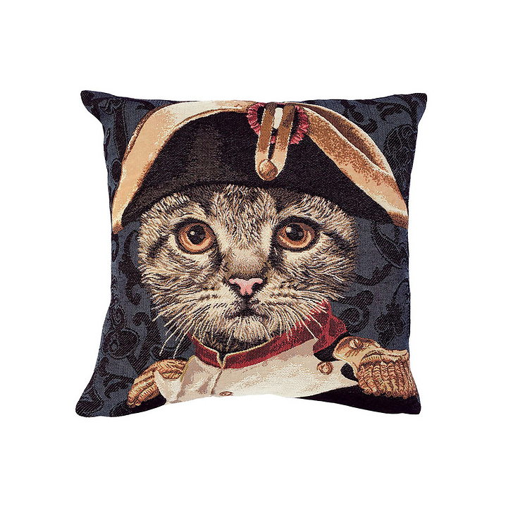 Housse de coussin Chat Napoléon - Bleu