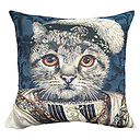 Housse de coussin Chat François 1er - Bleu