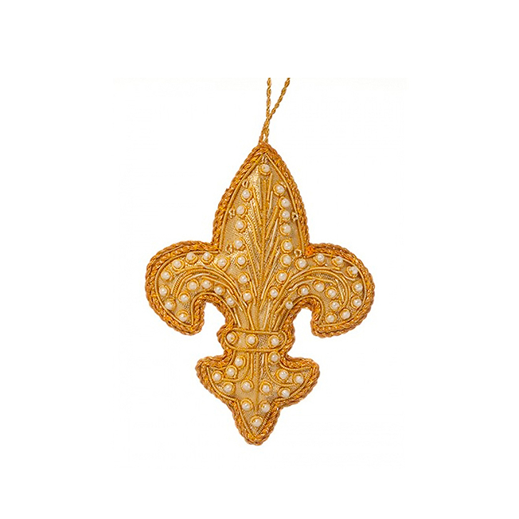 Décoration de Noël Fleur de lys or et perles
